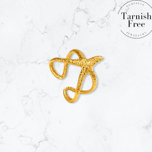 Gold Starfish Ring - Gemineye Jewellery