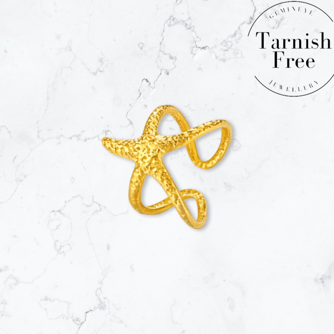 Gold Starfish Ring - Gemineye Jewellery