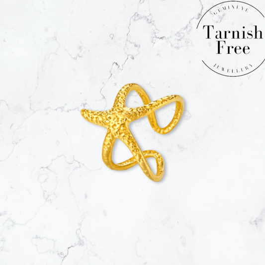 Gold Starfish Ring - Gemineye Jewellery