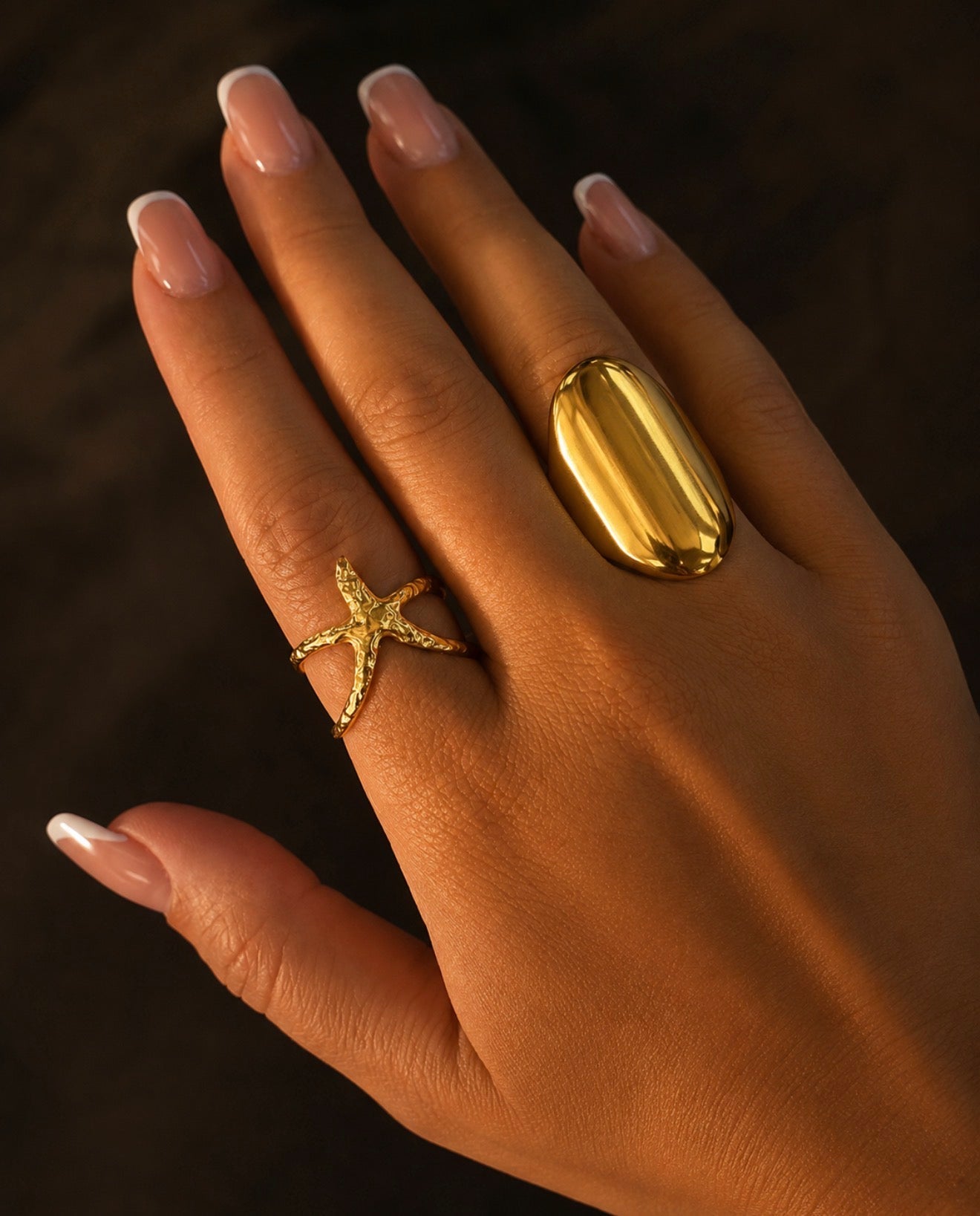 Gold Starfish Ring - Gemineye Jewellery