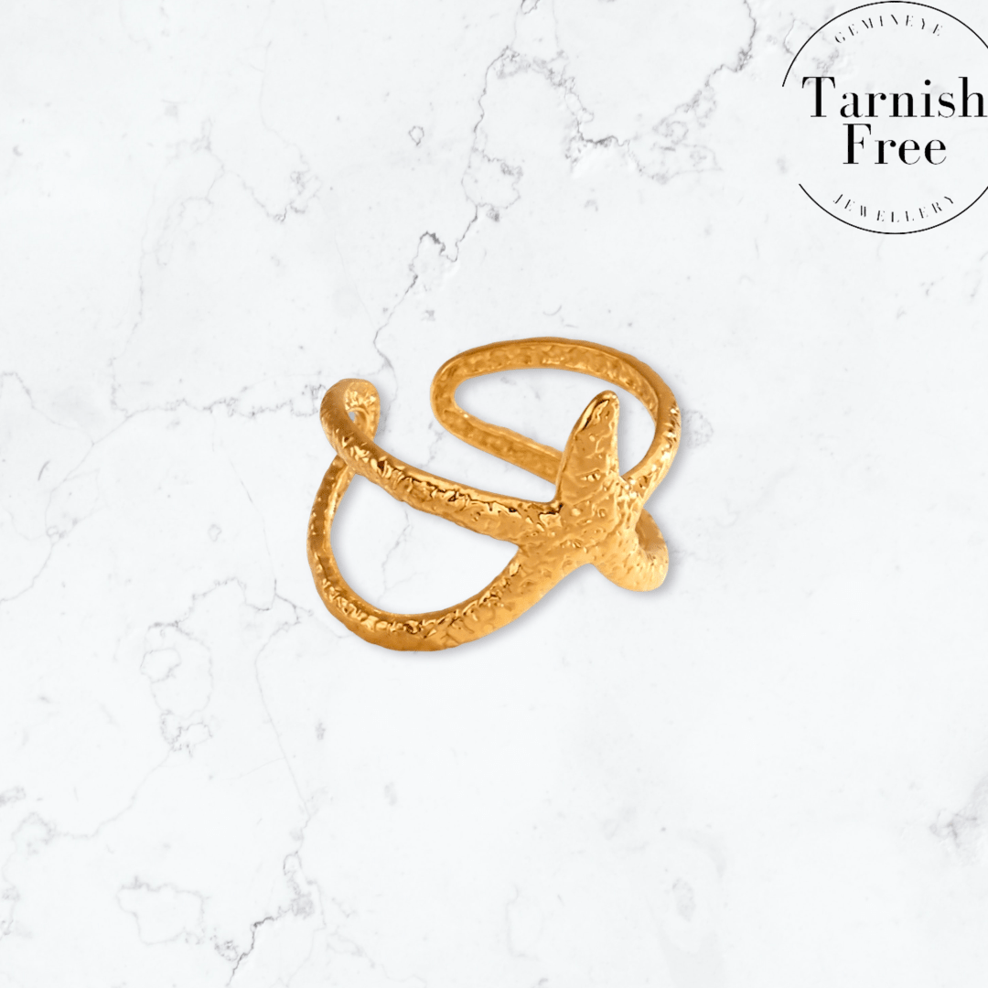 Gold Starfish Ring - Gemineye Jewellery