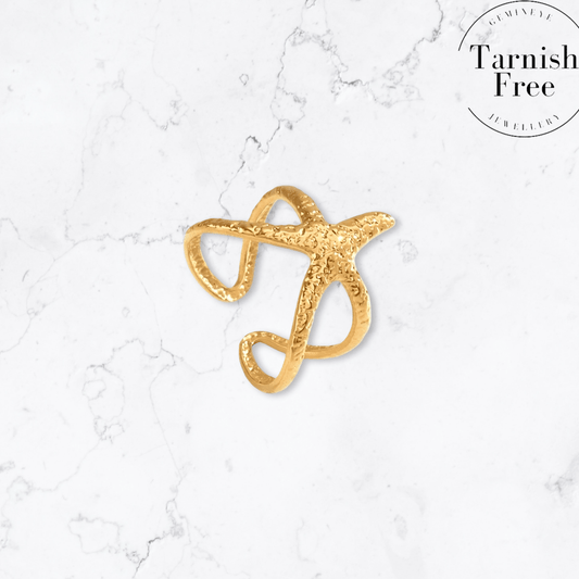 Gold Starfish Ring - Gemineye Jewellery