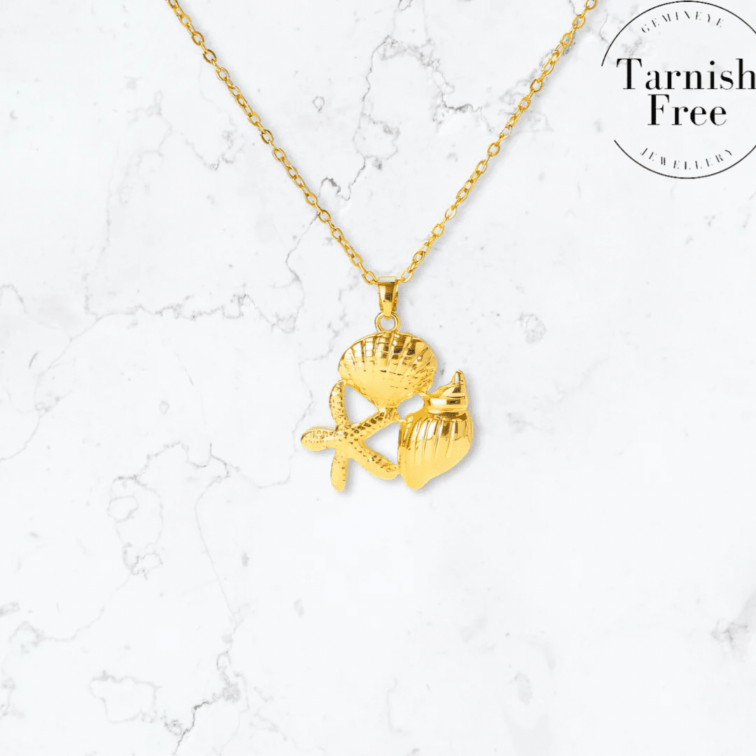 Gold Starfish Shell Necklace - Gemineye Jewellery