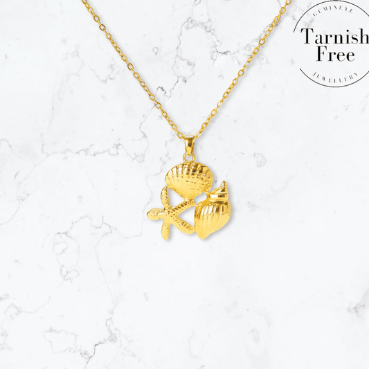 Gold Starfish Shell Necklace - Gemineye Jewellery