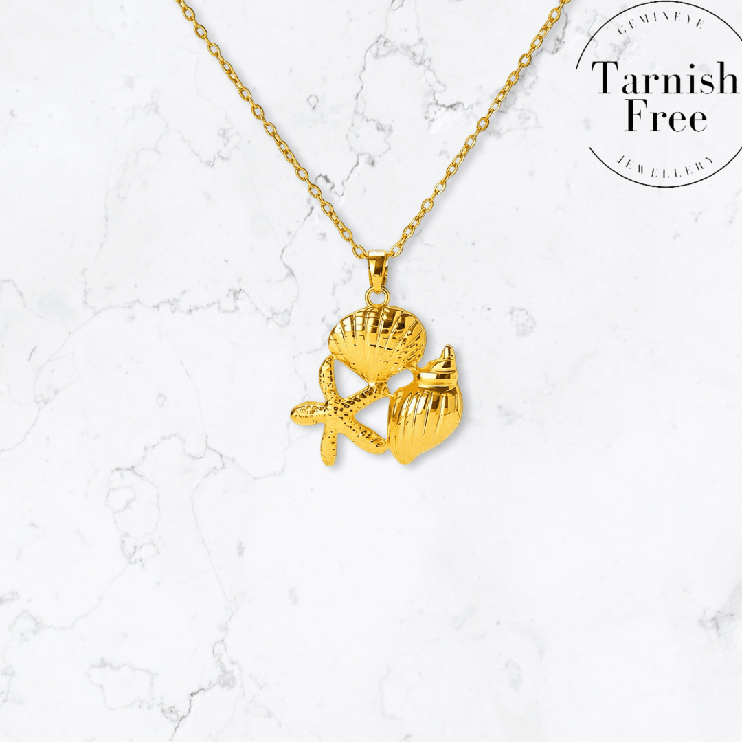 Gold Starfish Shell Necklace - Gemineye Jewellery