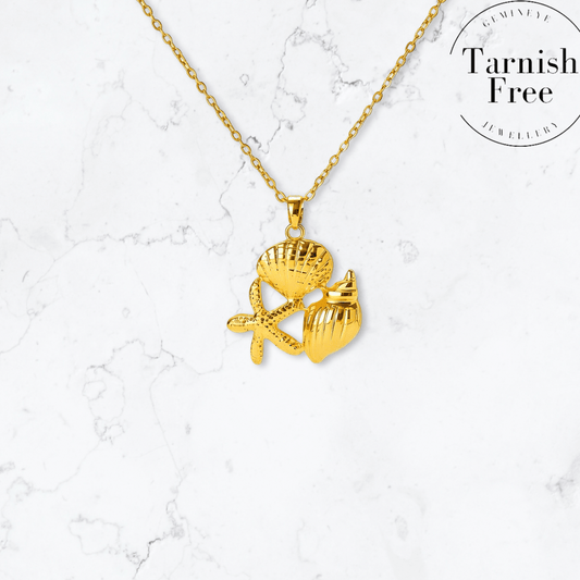 Gold Starfish Shell Necklace - Gemineye Jewellery