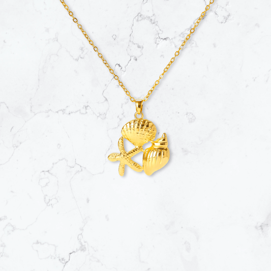 Gold Starfish Shell Necklace - Gemineye Jewellery