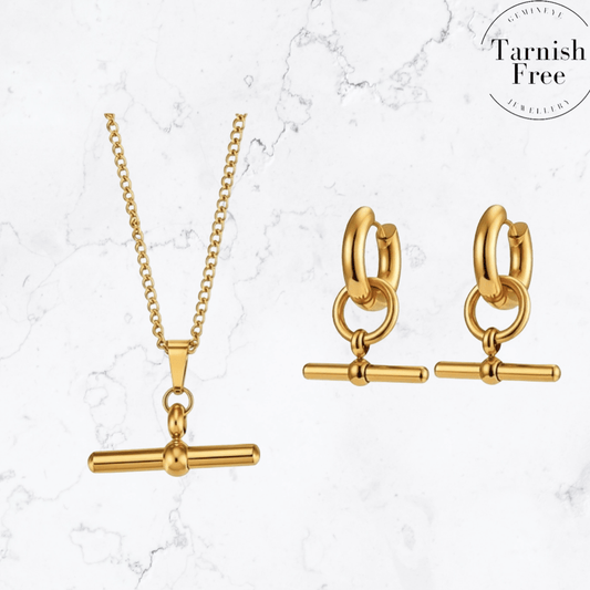 Gold T-Bar Duo - Gemineye Jewellery