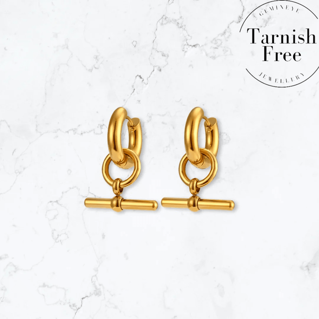 Gold T - Bar Earrings - Gemineye Jewellery