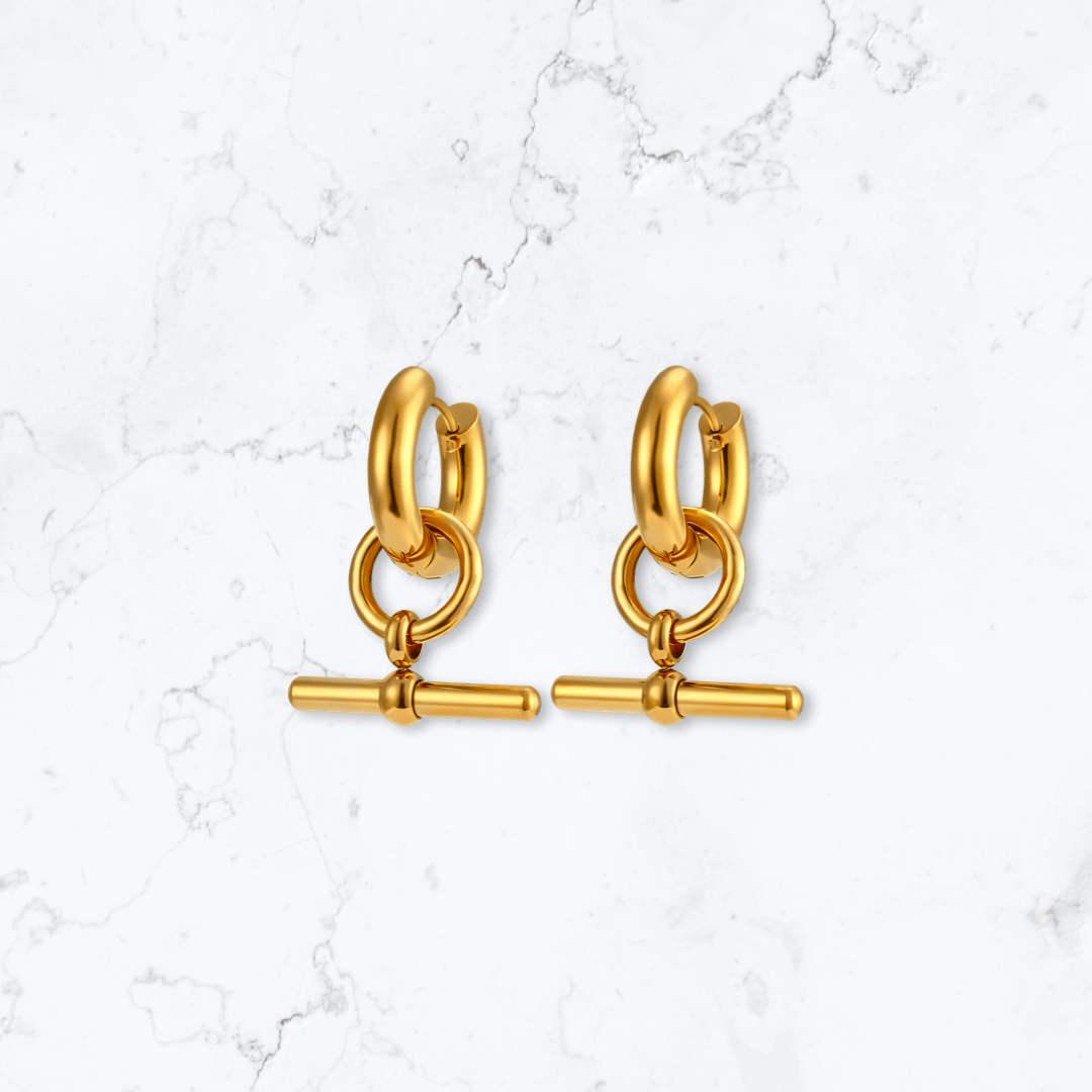 Gold T - Bar Earrings - Gemineye Jewellery
