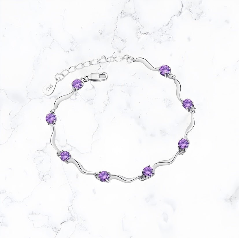 Silver Amethyst Bracelet - Gemineye Jewellery