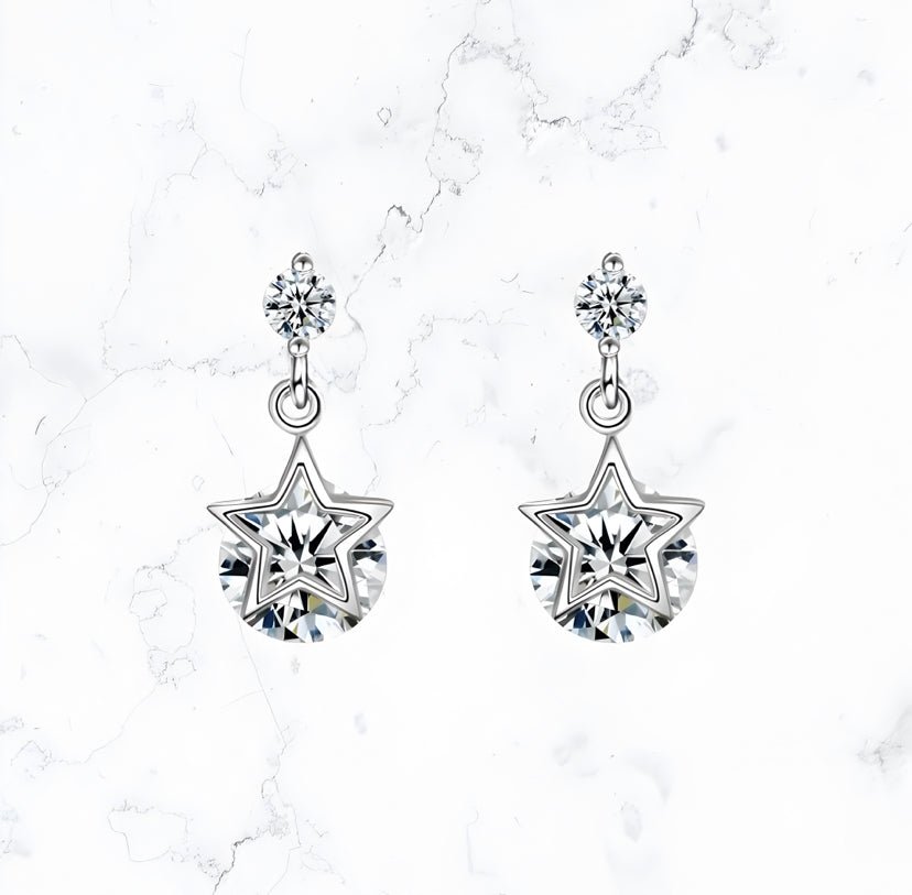 Silver Celestial CZ Earrings - Gemineye Jewellery