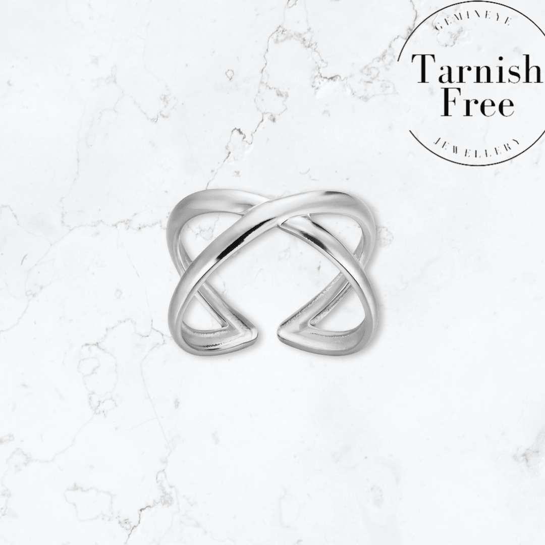 Silver Crossover Ring - Gemineye Jewellery