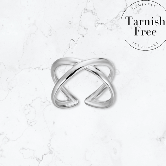 Silver Crossover Ring - Gemineye Jewellery