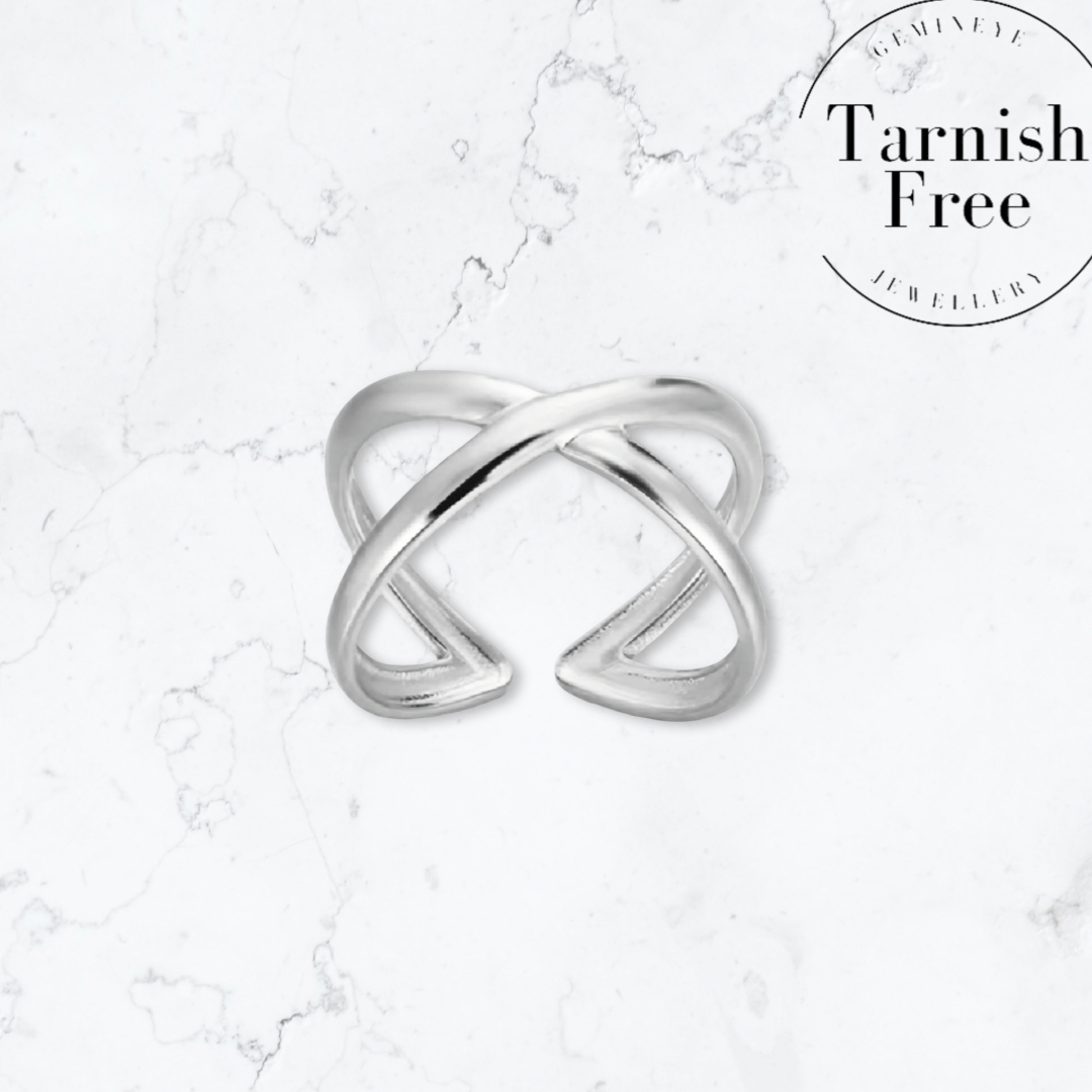 Silver Crossover Ring - Gemineye Jewellery