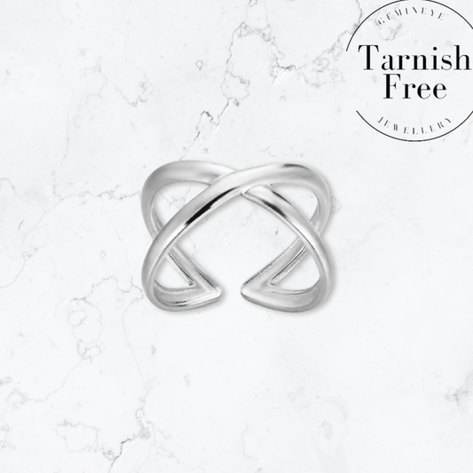 Silver Crossover Ring - Gemineye Jewellery