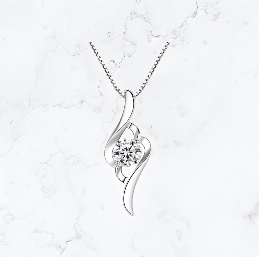 Silver Crystal Molten CZ Necklace - Gemineye Jewellery