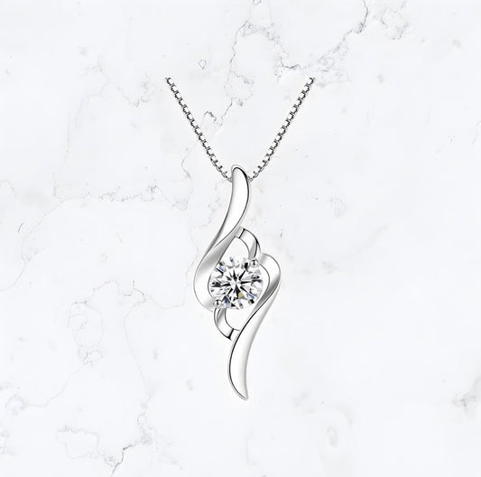 Silver Crystal Molten CZ Necklace - Gemineye Jewellery