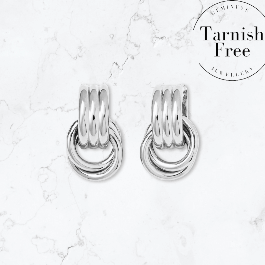 Silver Double Knot Earrings - Gemineye Jewellery