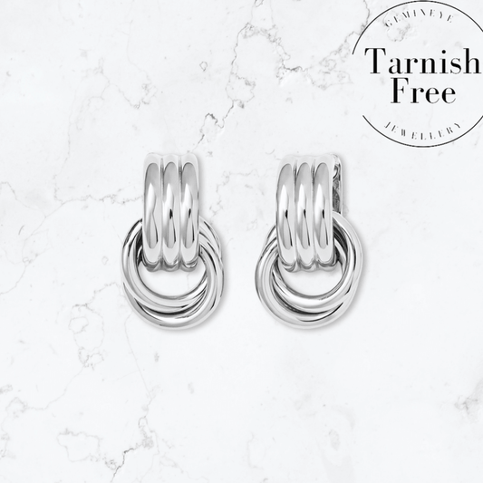 Silver Double Knot Earrings - Gemineye Jewellery