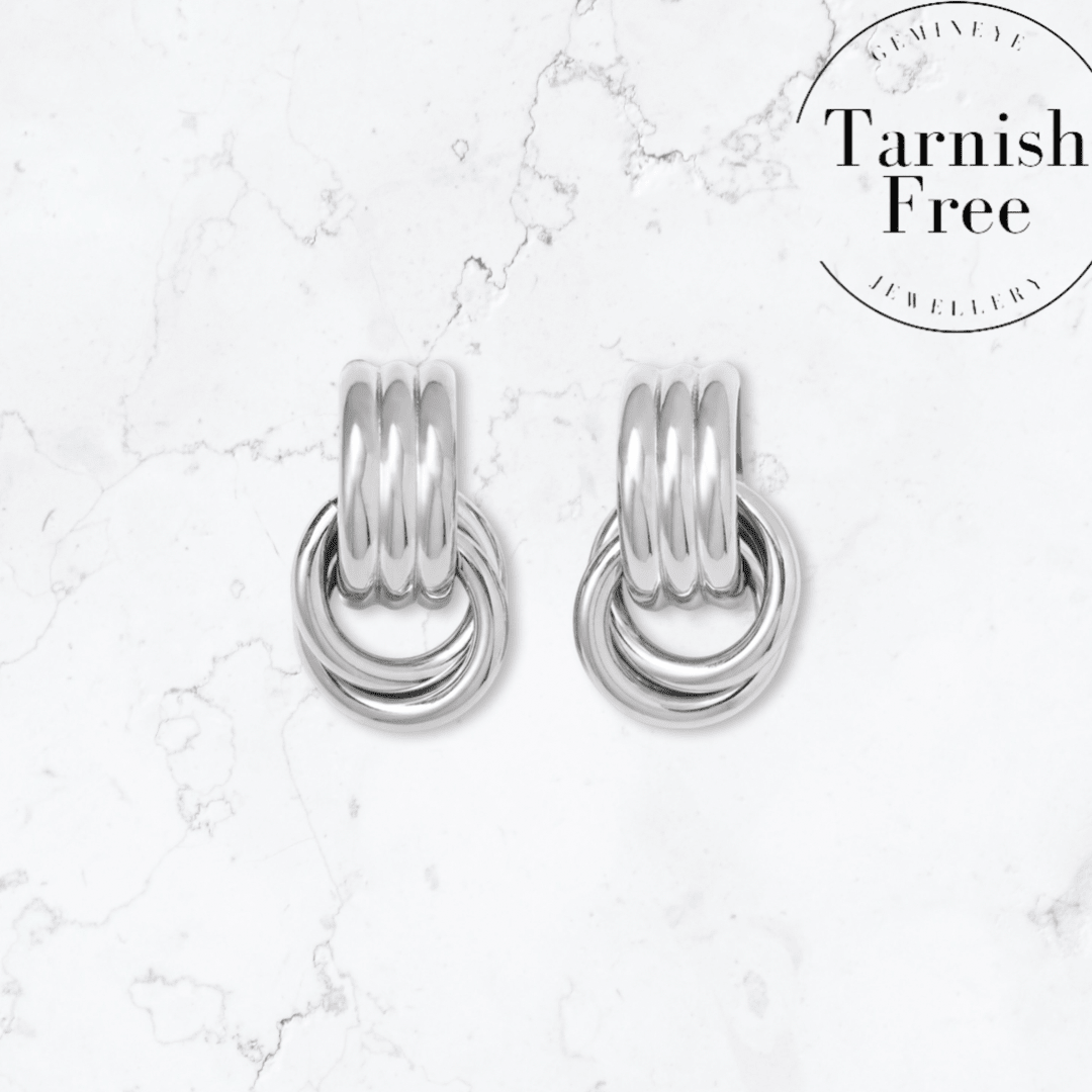 Silver Double Knot Earrings - Gemineye Jewellery