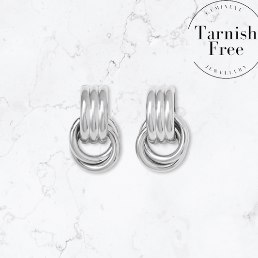 Silver Double Knot Earrings - Gemineye Jewellery
