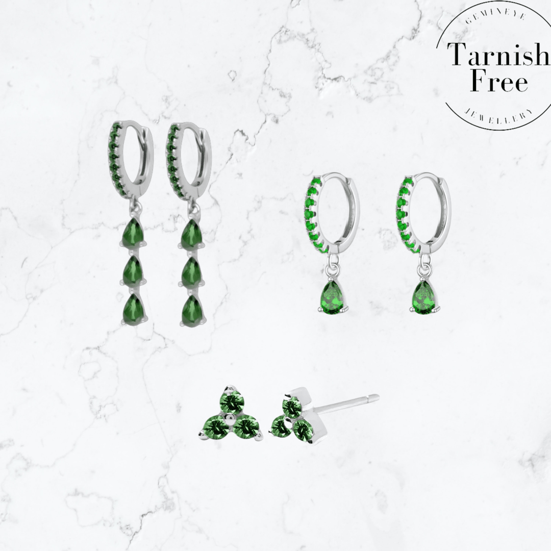Silver Green Stacker Set - Gemineye Jewellery
