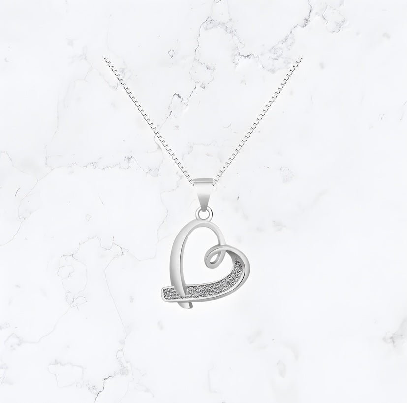 Silver Heart CZ Necklace - Gemineye Jewellery