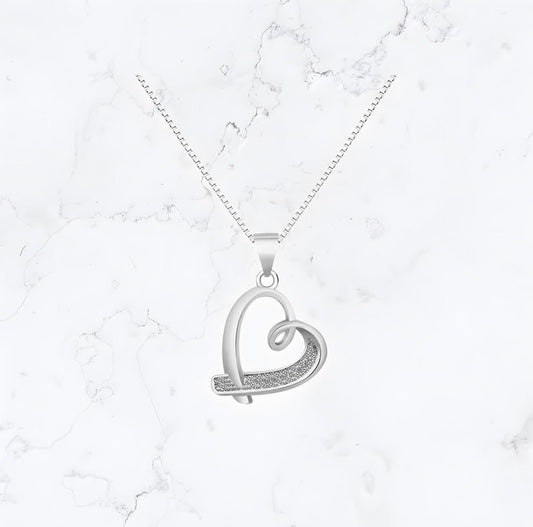 Silver Heart CZ Necklace - Gemineye Jewellery