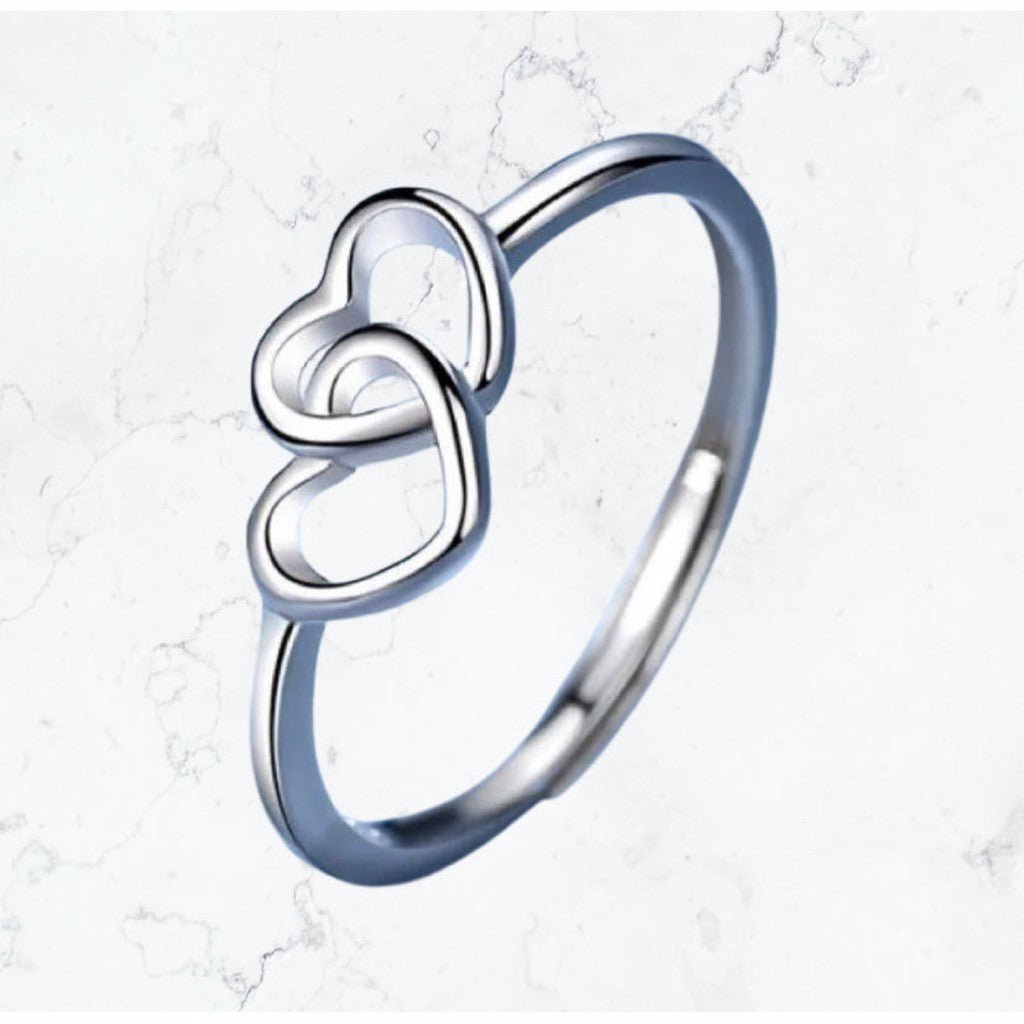 Silver Interlocking Heart Ring - Gemineye Jewellery