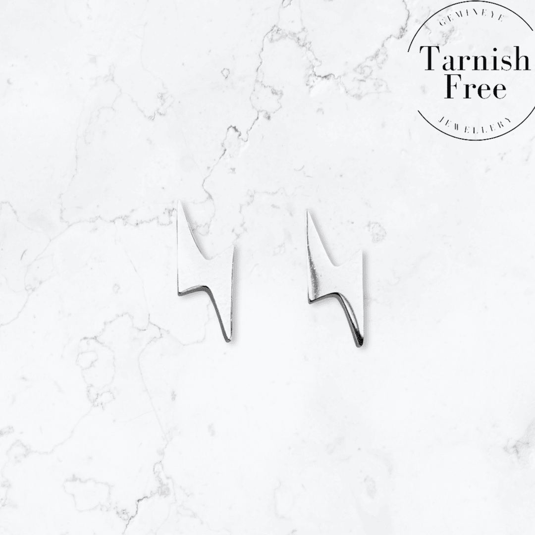 Silver Lightning Bolt Studs - Gemineye Jewellery