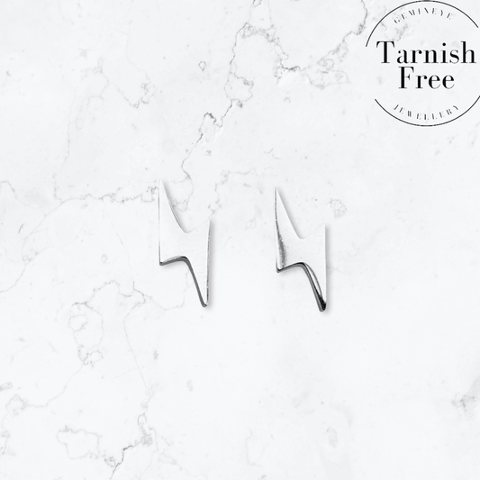 Silver Lightning Bolt Studs - Gemineye Jewellery