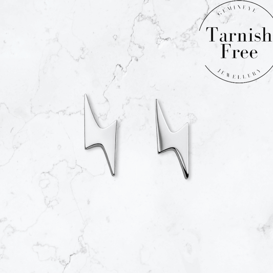 Silver Lightning Bolt Studs - Gemineye Jewellery