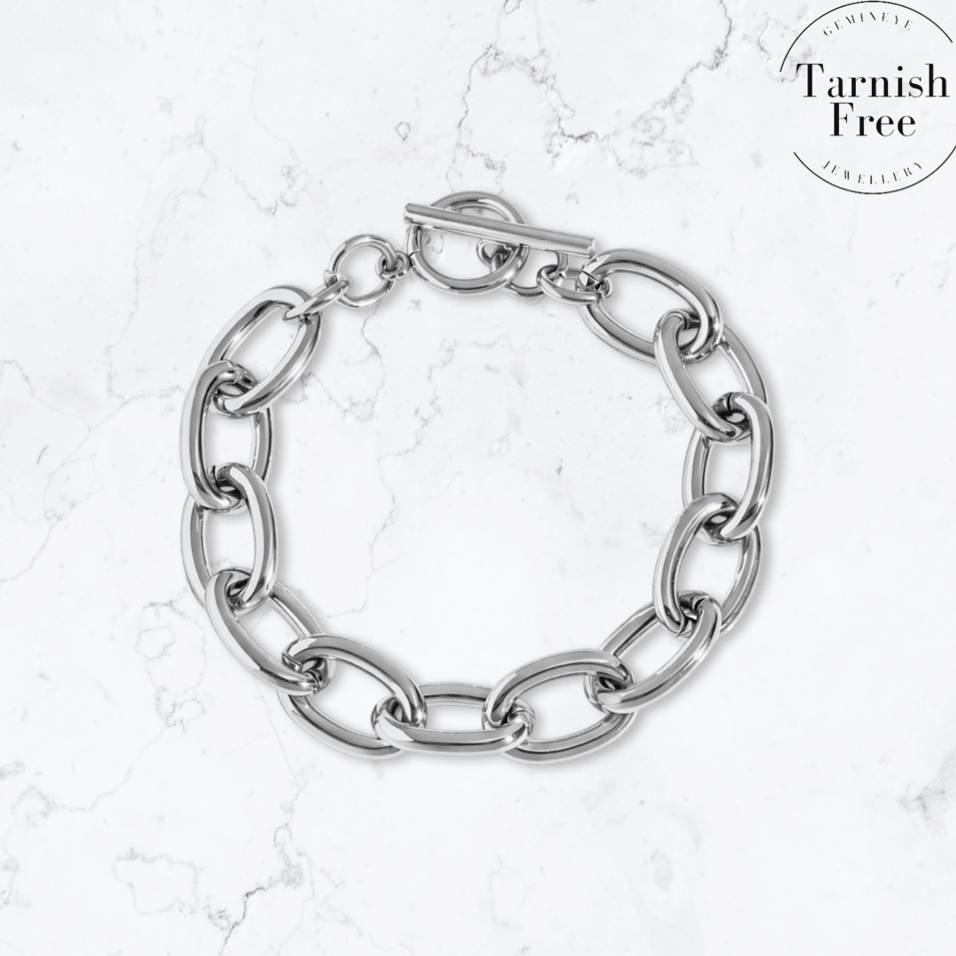 Silver Linked T-Bar Bracelet - Gemineye Jewellery