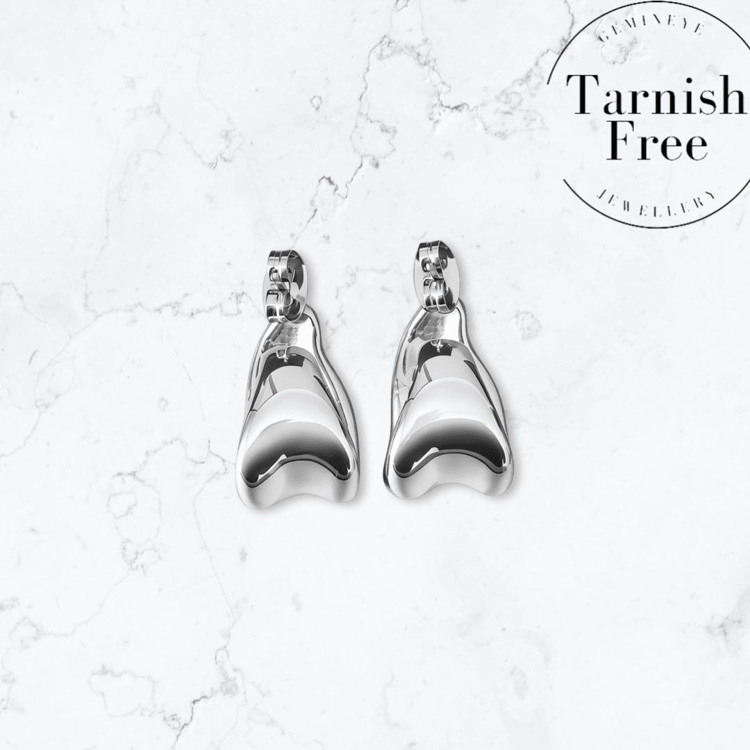 Silver Molten Drop Earrings - Gemineye Jewellery