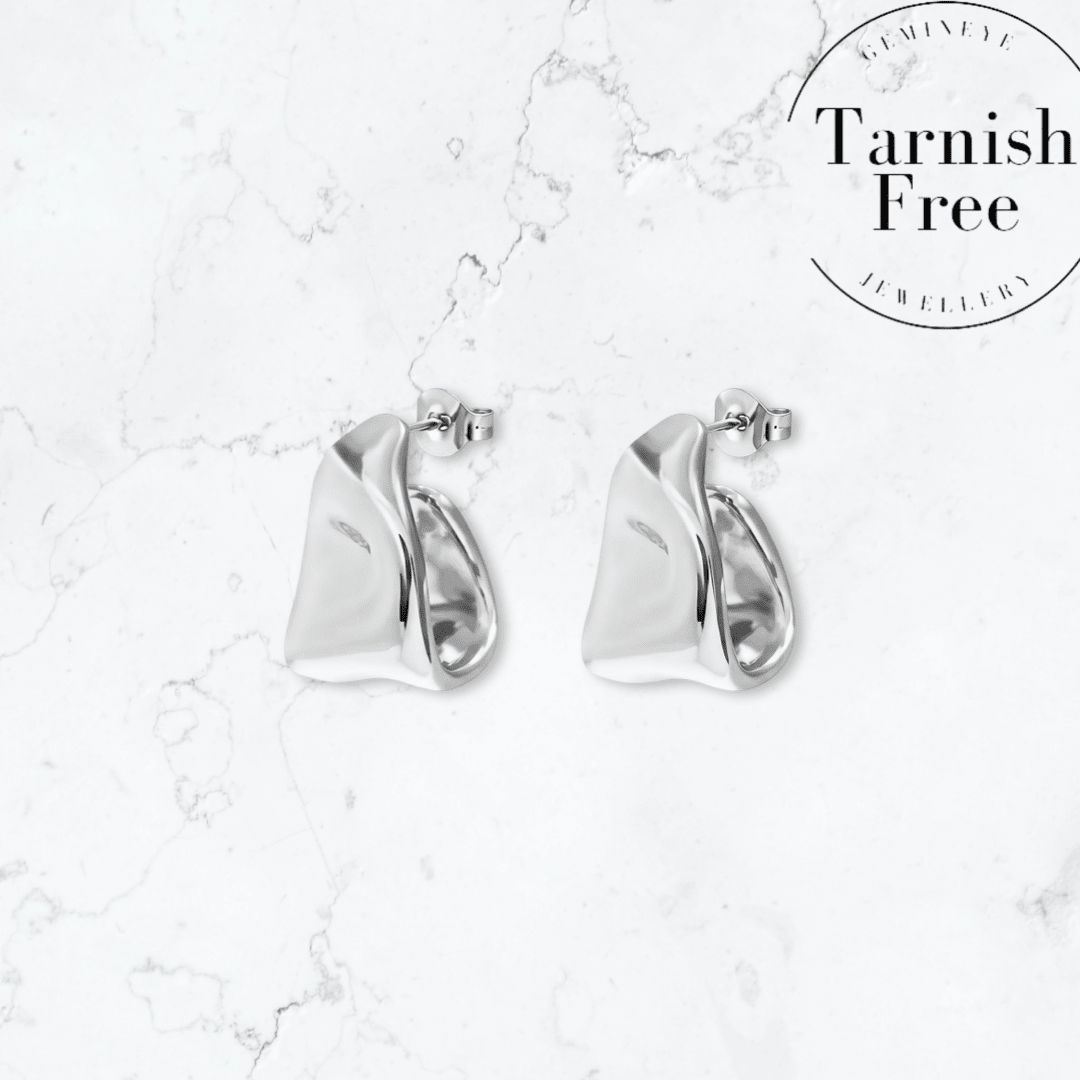 Silver Molten Drop Earrings - Gemineye Jewellery