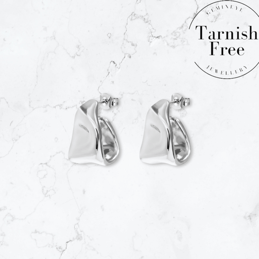 Silver Molten Drop Earrings - Gemineye Jewellery