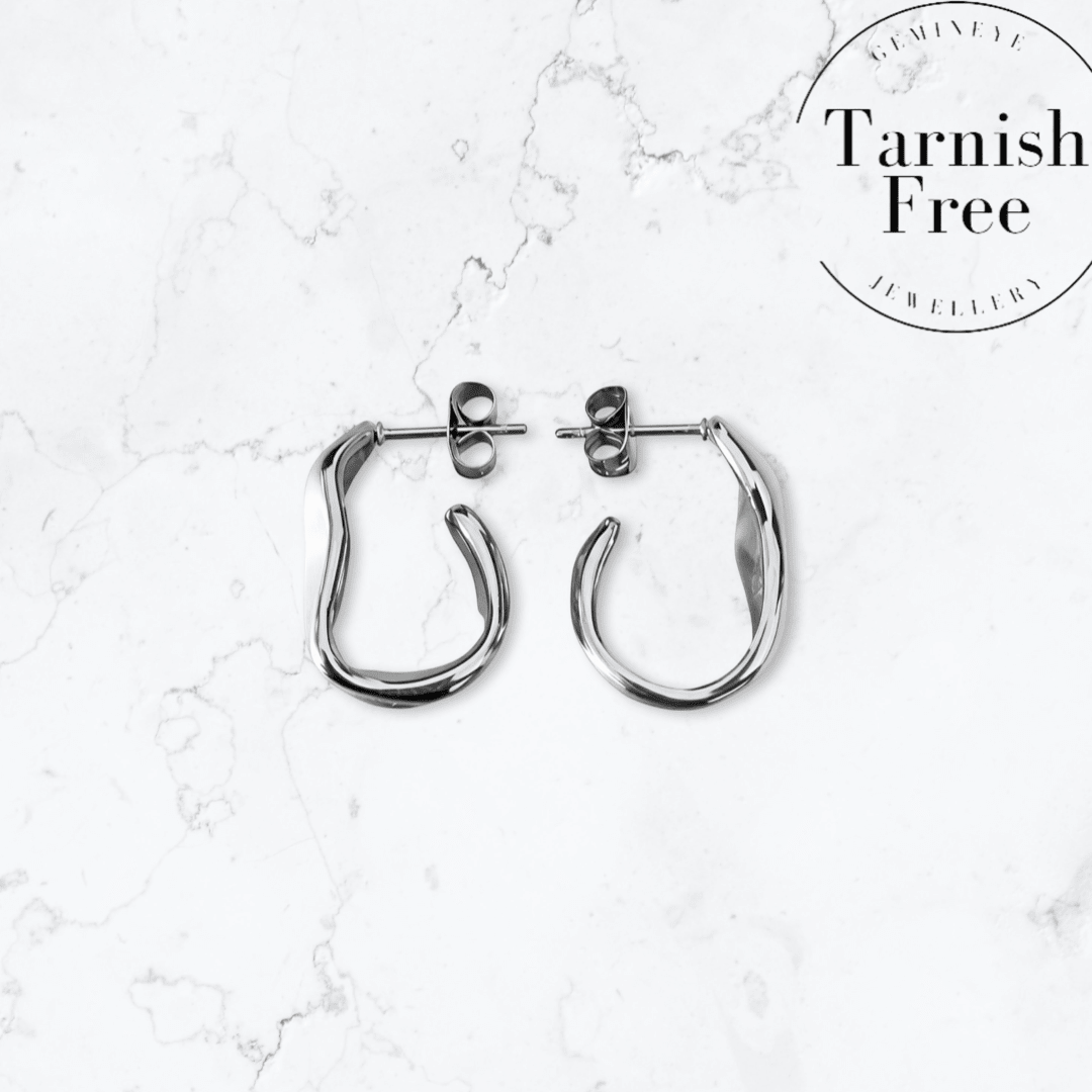 Silver Molten Drop Earrings - Gemineye Jewellery