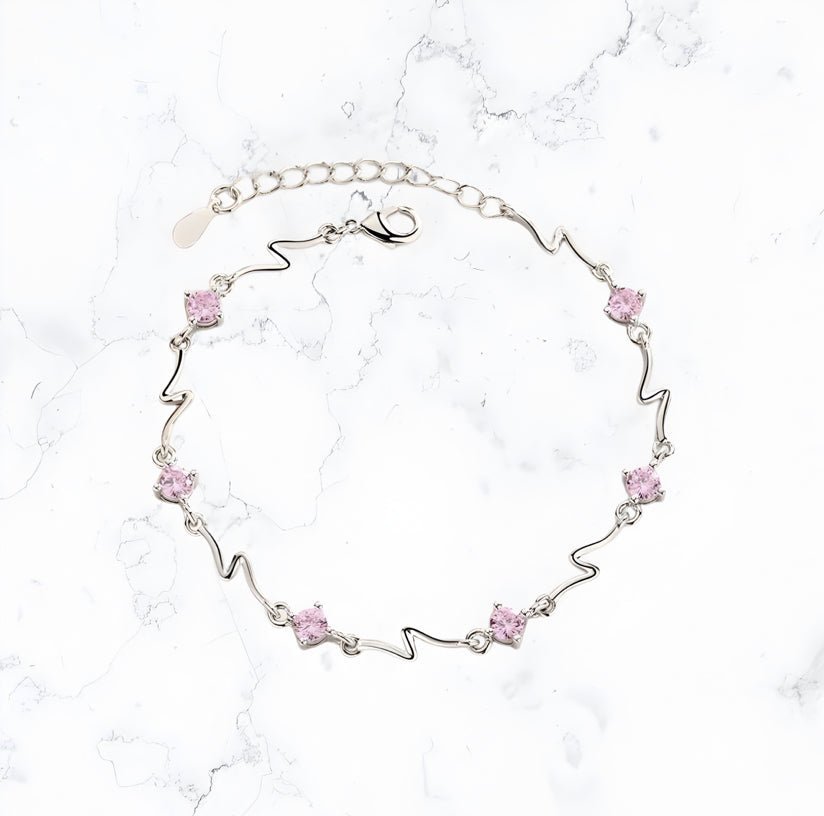 Silver Pink Crystal Bracelet - Gemineye Jewellery