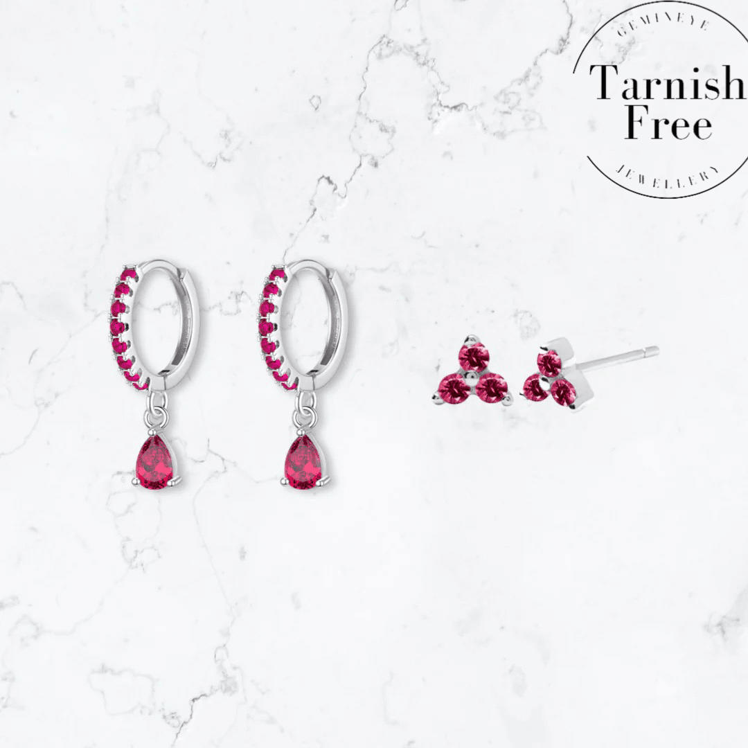 Silver Pink Stacker Set - Gemineye Jewellery