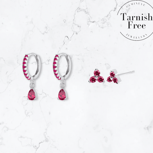 Silver Pink Stacker Set - Gemineye Jewellery