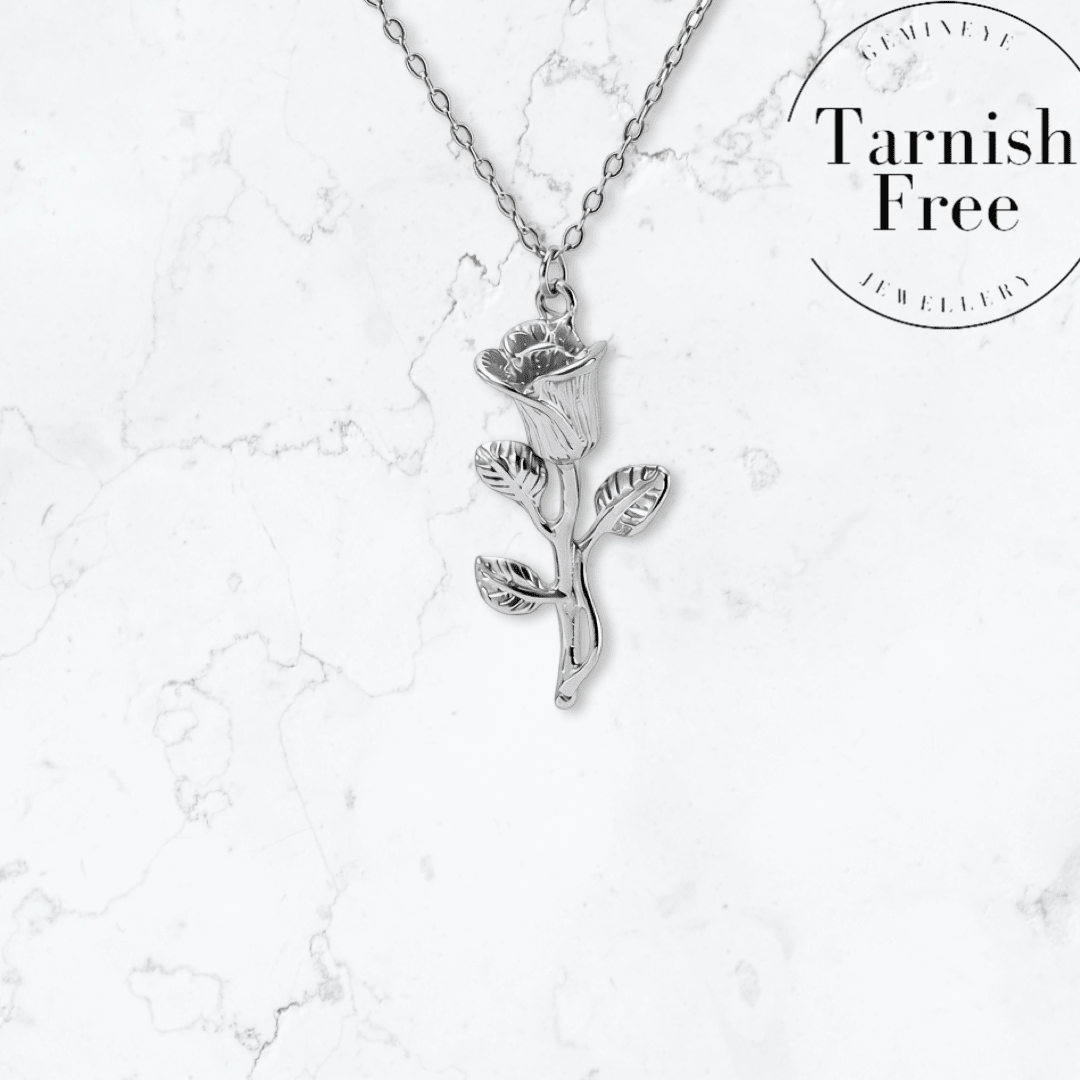Silver Rose Necklace - Gemineye Jewellery