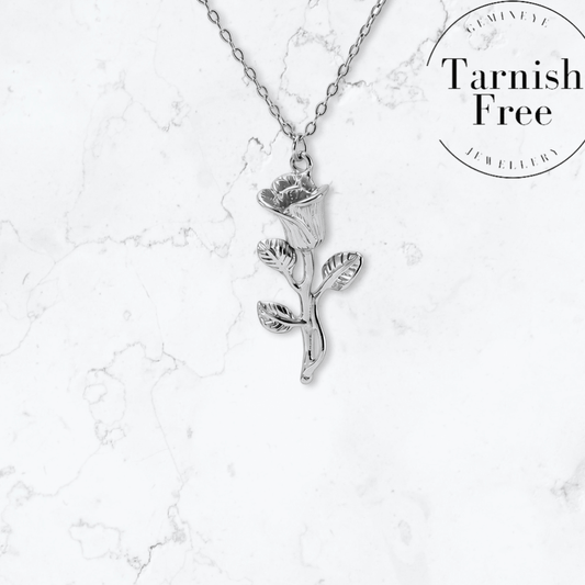 Silver Rose Necklace - Gemineye Jewellery