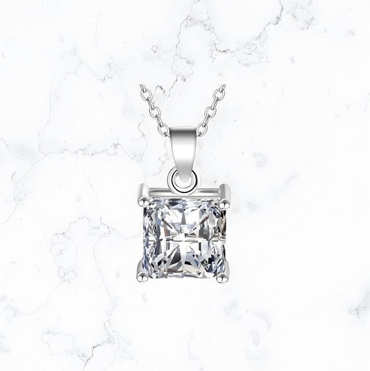 Silver Square CZ Pendant Necklace - Gemineye Jewellery