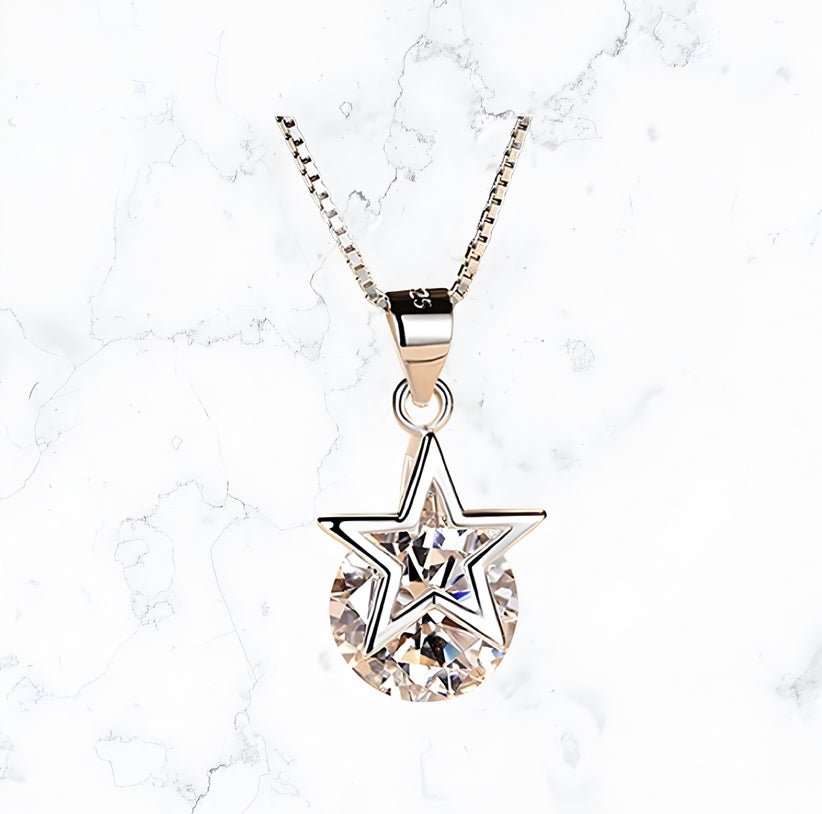 Silver Star Cushion CZ Necklace - Gemineye Jewellery