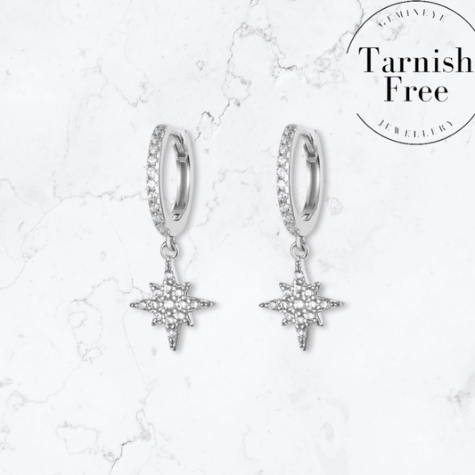 Silver Star Huggies - Gemineye Jewellery