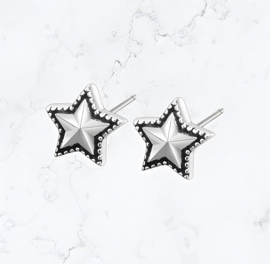 Silver Star Stud Earrings - Gemineye Jewellery