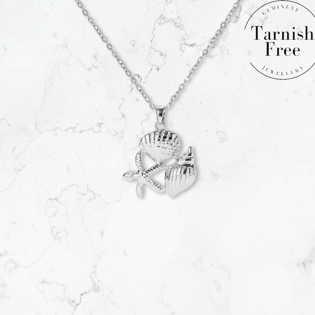 Silver Starfish Shell Necklace - Gemineye Jewellery