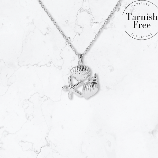 Silver Starfish Shell Necklace - Gemineye Jewellery