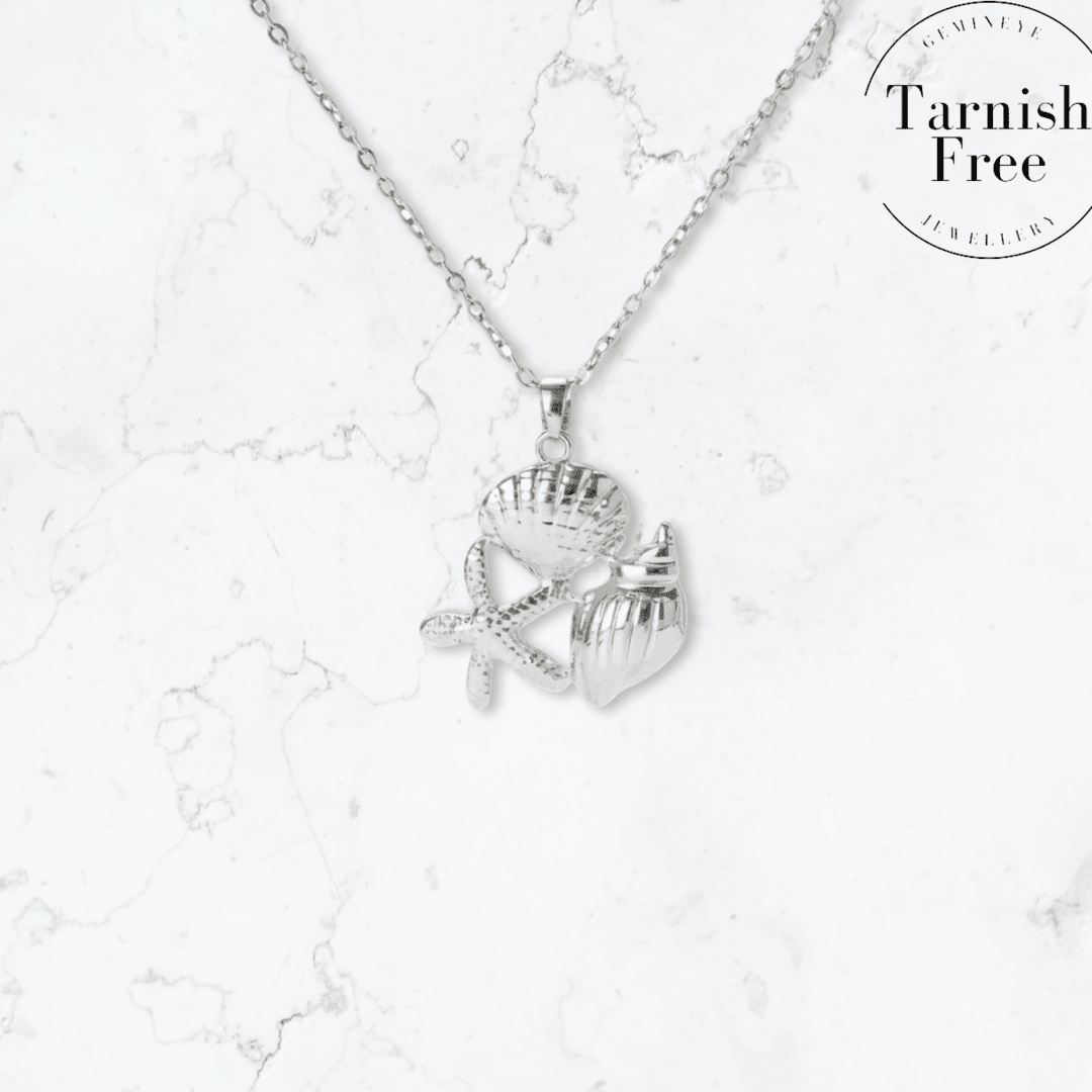 Silver Starfish Shell Necklace - Gemineye Jewellery
